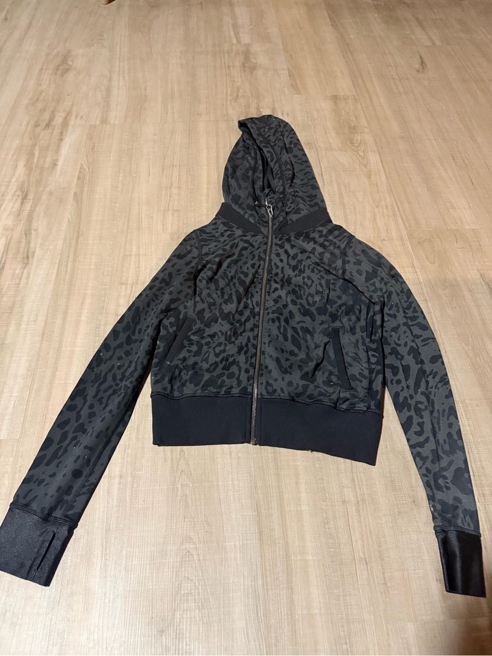 lululemon athletica Black Leopard-Print Zip Hoodie